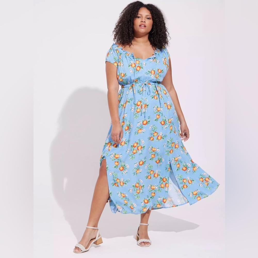 Torrid Light Blue Floral Maxi Dress Size 2 (2X)